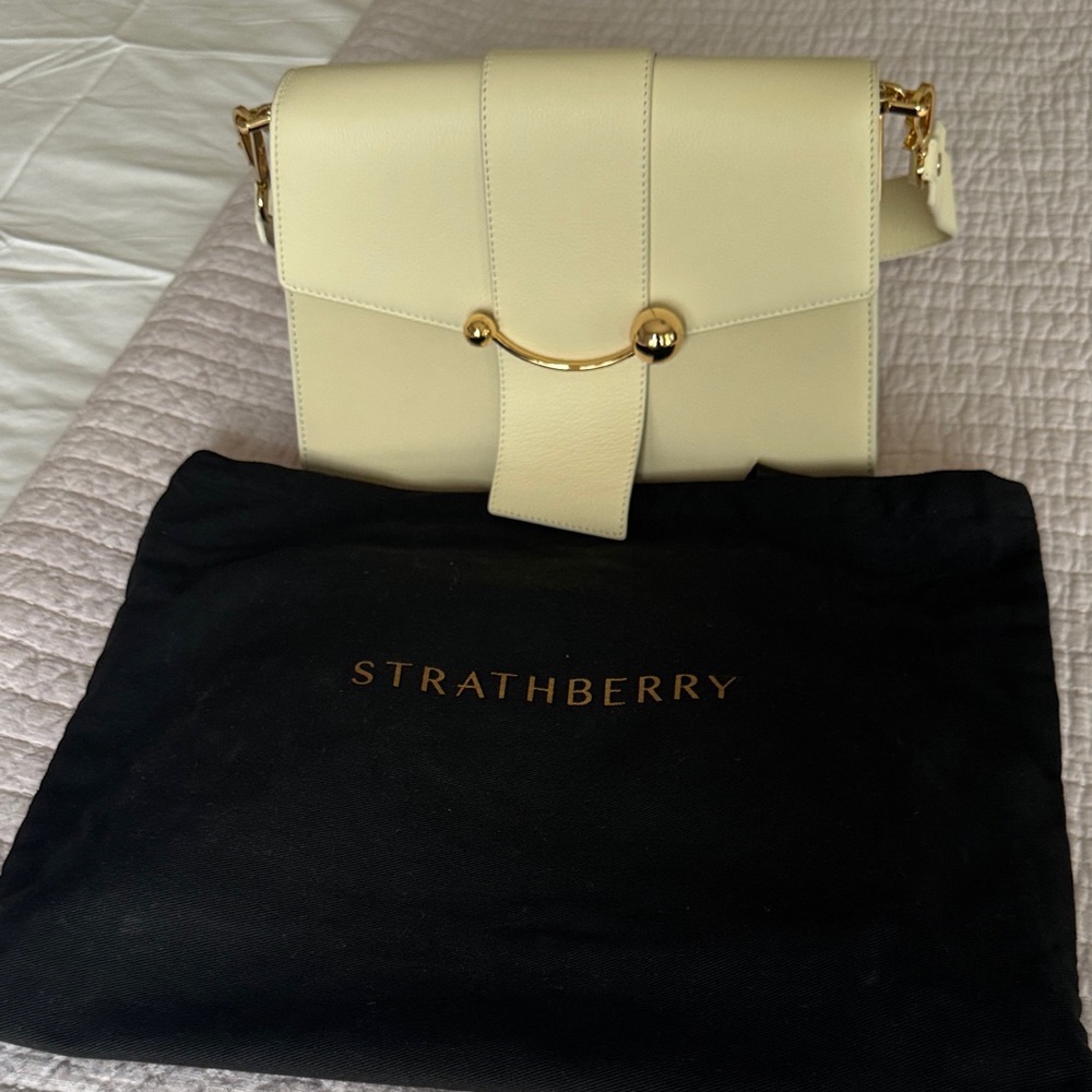 Strathberry Ivory Crossbody Bag with Gold Accents, never worn